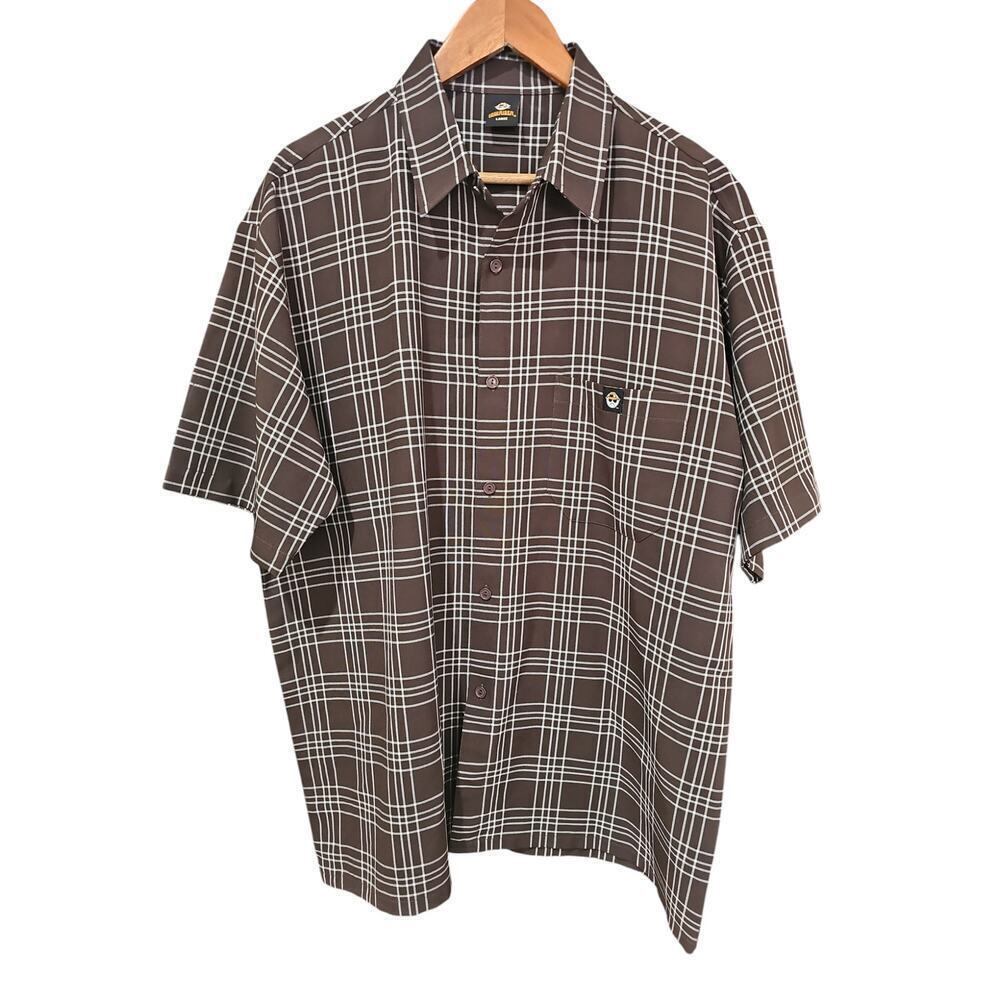 Lowrider Short Sleeve Plaid Shirt Brown Size L
